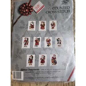 Candamar Designs Ornaments Counted Cross Stitch Santas Ornaments Vintage New